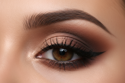 create smokey eye make up using brown eyeshados - clos eup of eye