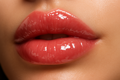 shiny wet big lips pinksh coral glossy 